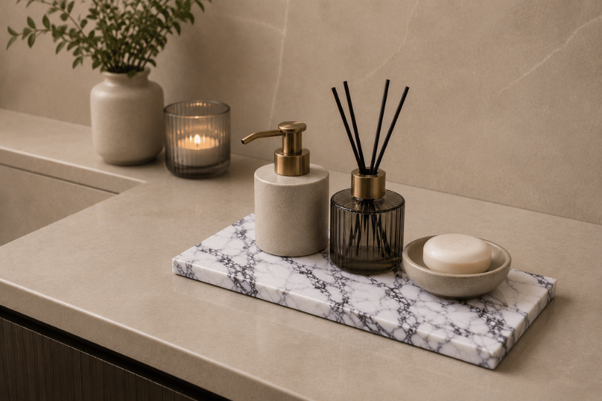 Composiet accessoireplank in Calacatta Viola - Atelier Pietra