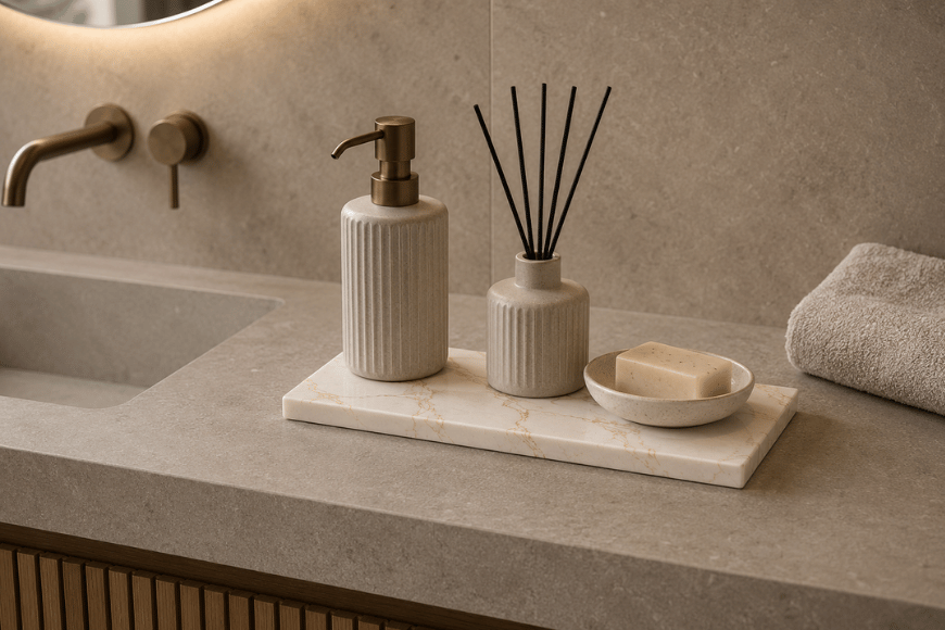 Composiet accessoireplank in Calacatta Dorato - Atelier Pietra